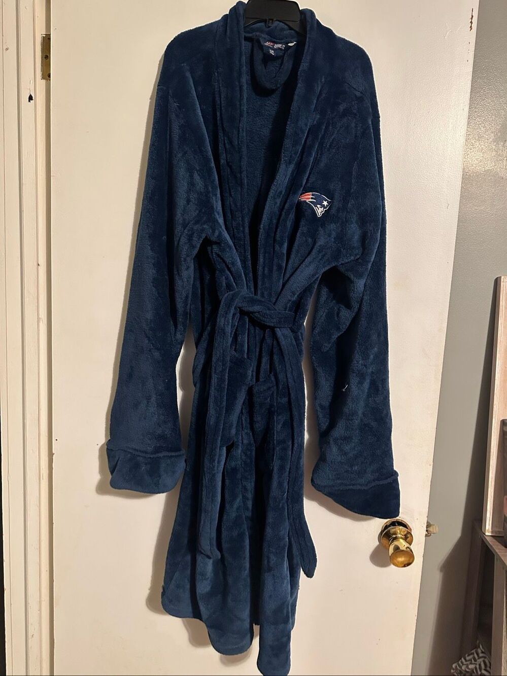 NFL Football New England Patriots Blue Terry Cloth plush Robe Men's Size Large /